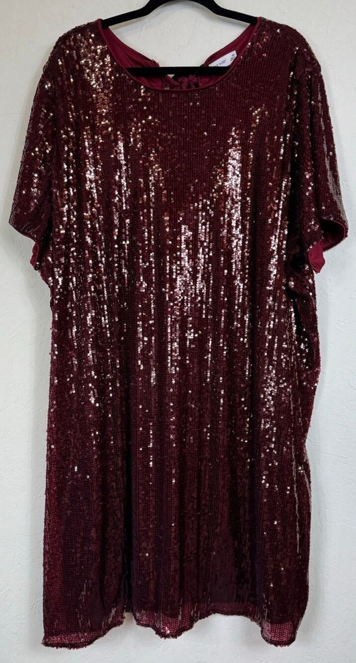 Nine West Red Short Sleeve Knee-length Dress Women's 4x
